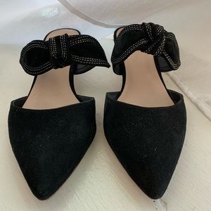 Loeffler Randall Maira Suede Bow Mule Pointed Flats